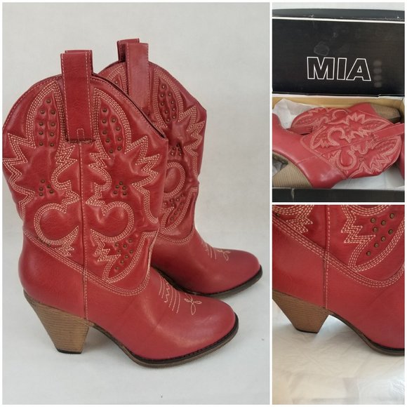 MIA Shoes - NEW MIA Red Cowboy Cowgirl Boots Small Heel 8.5